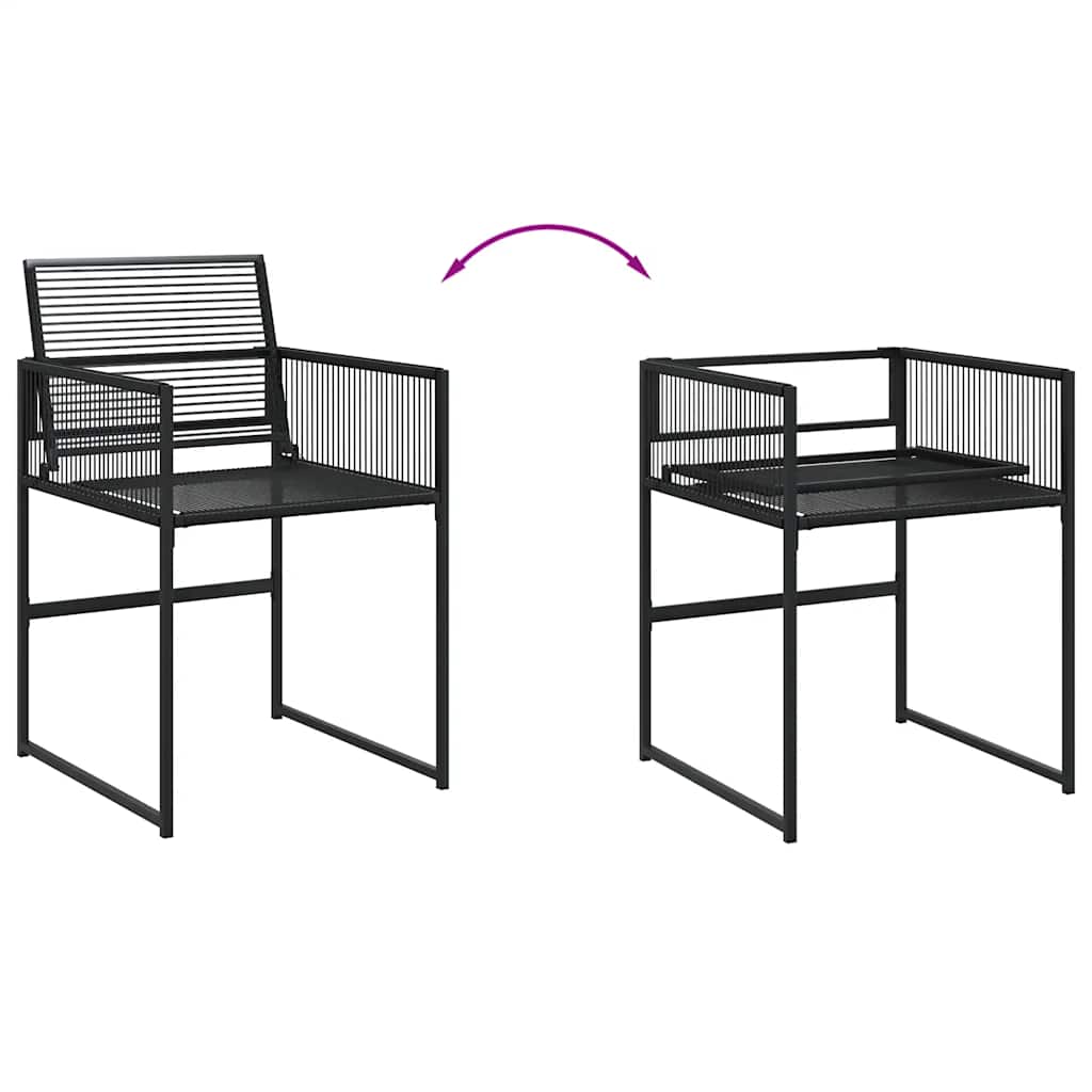 9-tlg. Garten-Essgruppe Schwarz Poly Rattan