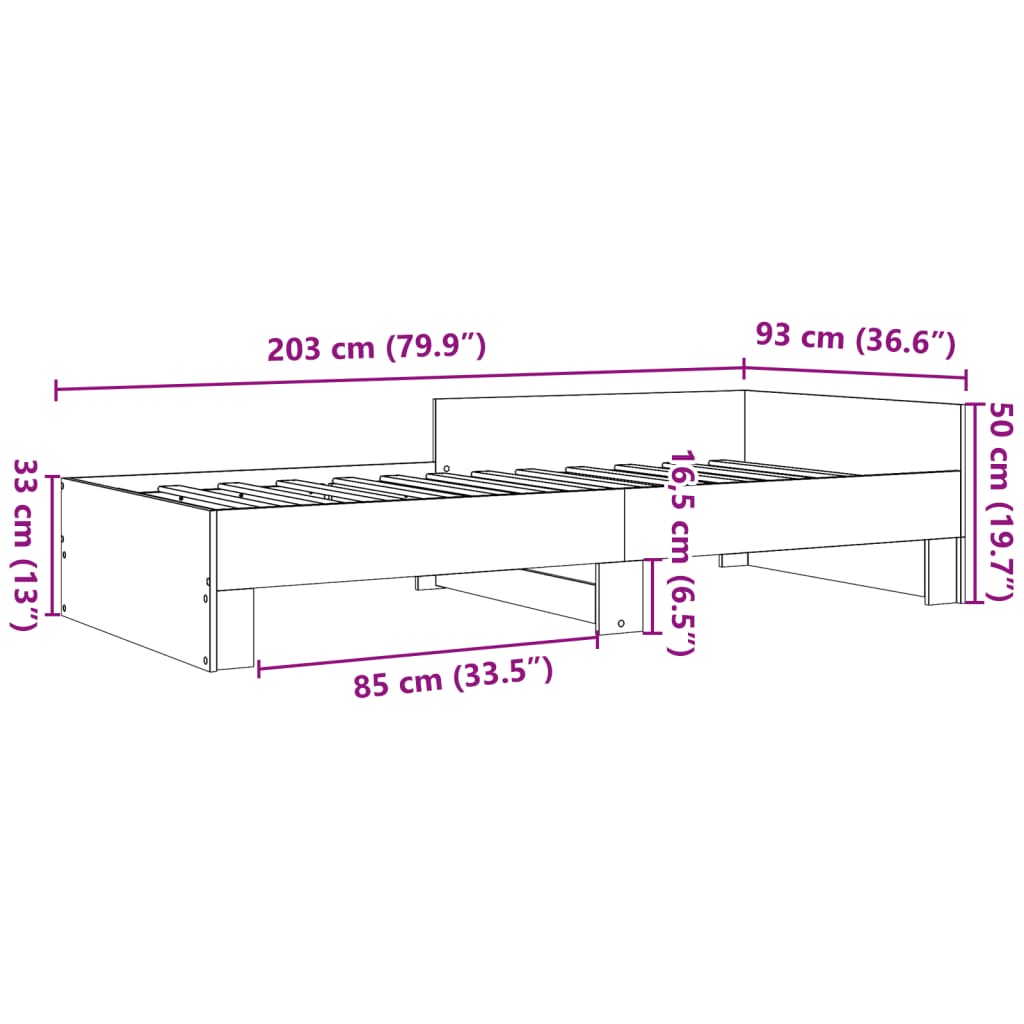 Bettgestell ohne Matratze Räuchereiche 90x200 cm Holzwerkstoff