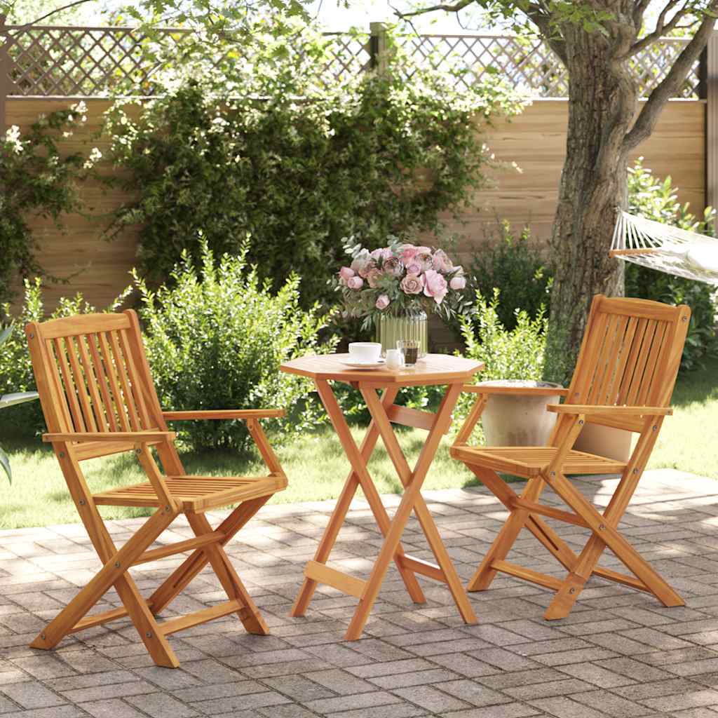 3-tlg. Bistro-Set Klappbar Massivholz Akazie