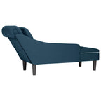 Chaiselongue mit Kissen und Rechter Armlehne Blau Samt
