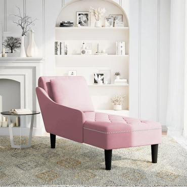 Chaiselongue mit Kissen und Rechter Armlehne Rosa Samt