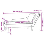 Chaiselongue mit Kissen und Rechter Armlehne Creme Samt