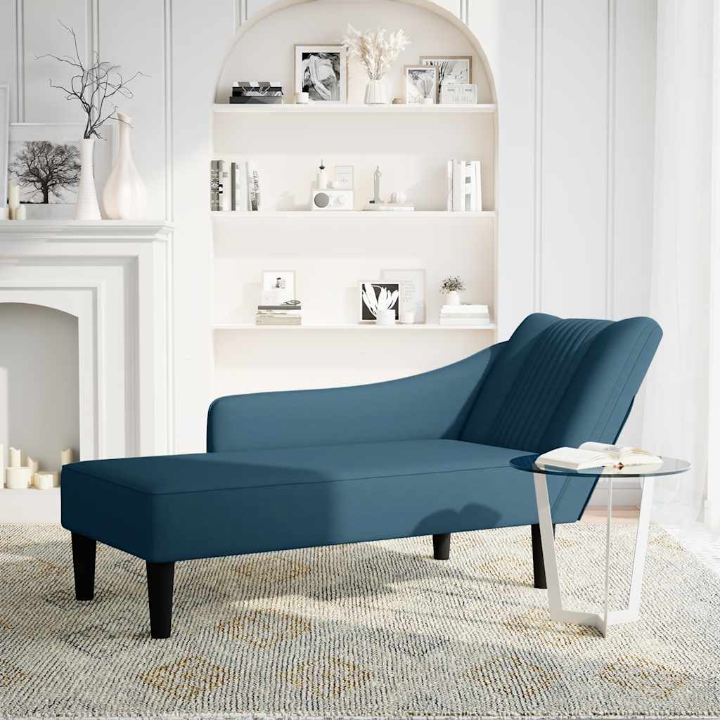 Chaiselongue mit Rechter Armlehne Blau Samt