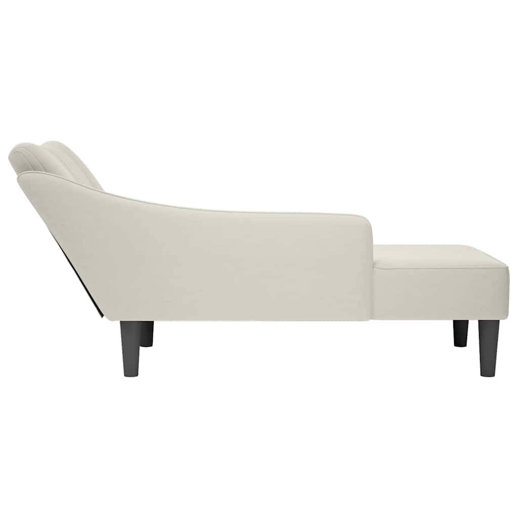 Chaiselongue mit Rechter Armlehne Creme Samt
