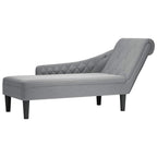 Chaiselongue mit Kissen und Rechter Armlehne Hellgrau Stoff