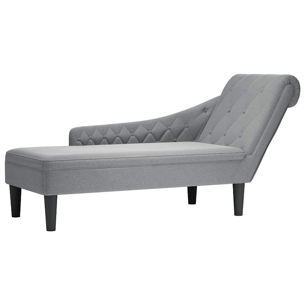 Chaiselongue mit Kissen und Rechter Armlehne Hellgrau Stoff