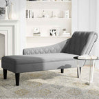 Chaiselongue mit Kissen und Rechter Armlehne Hellgrau Stoff