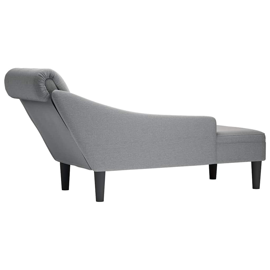Chaiselongue mit Kissen und Rechter Armlehne Hellgrau Stoff