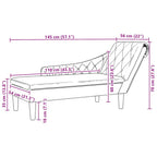 Chaiselongue mit Kissen und Rechter Armlehne Hellgrau Stoff