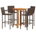 5-tlg. Gartenbar-Set Braun Massivholz Akazie und Poly Rattan