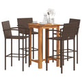 5-tlg. Gartenbar-Set Braun Massivholz Akazie und Poly Rattan