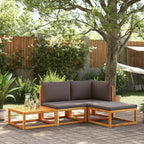 4-tlg. Gartensofa-Set mit Kissen Holz Akazie & Seil