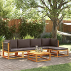 6-tlg. Gartensofa-Set mit Kissen Holz Akazie & Seil