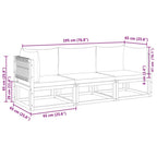 3-tlg. Gartensofa-Set mit Kissen Holz Akazie & Seil