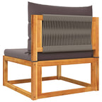 6-tlg. Gartensofa-Set mit Kissen Holz Akazie & Seil
