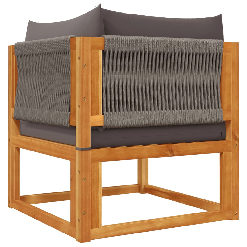 9-tlg. Gartensofa-Set mit Kissen Holz Akazie & Seil
