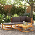 3-tlg. Gartensofa-Set mit Kissen Holz Akazie & Seil