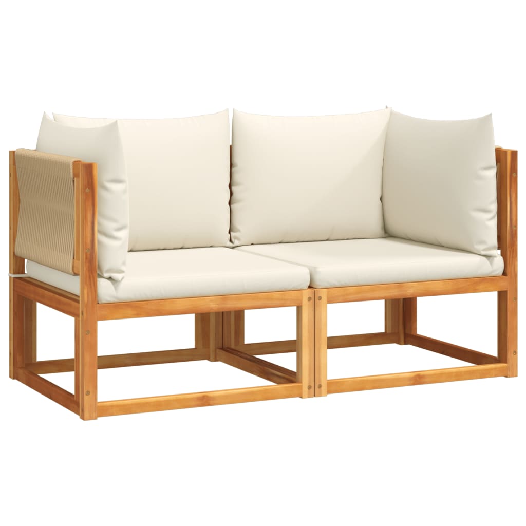 Gartensofas-Ecke mit Kissen 2 Stk. Holz Akazie & Seil