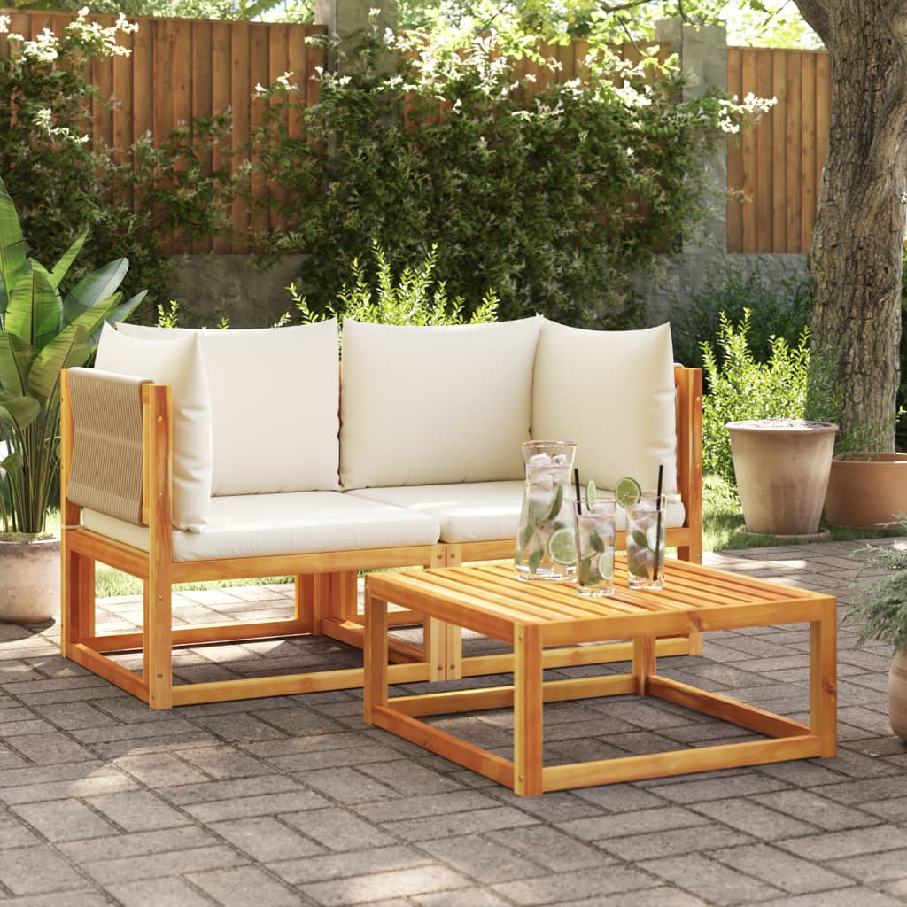 Gartensofas-Ecke mit Kissen 2 Stk. Holz Akazie & Seil