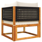 5-tlg. Gartensofa-Set mit Kissen Holz Akazie & Rattan