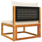 5-tlg. Gartensofa-Set mit Kissen Holz Akazie & Rattan