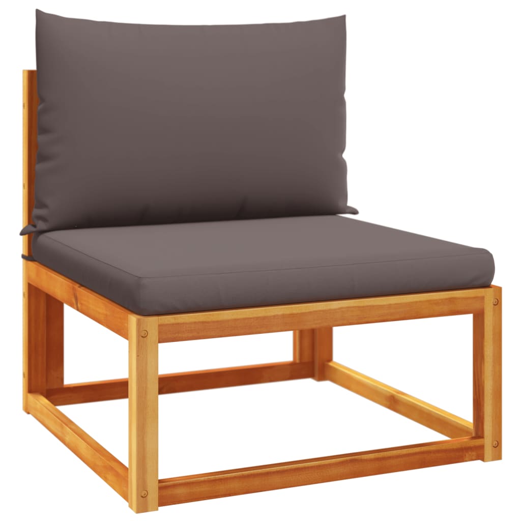 5-tlg. Gartensofa-Set mit Kissen Holz Akazie & Rattan