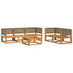 6-tlg. Gartensofa-Set mit Kissen Holz Akazie & Rattan