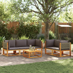 6-tlg. Gartensofa-Set mit Kissen Holz Akazie & Rattan