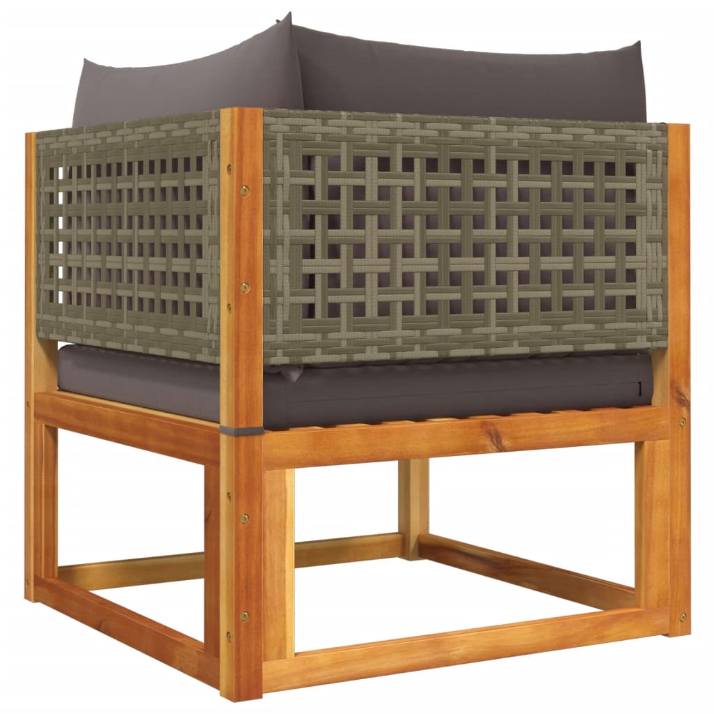 9-tlg. Gartensofa-Set mit Kissen Holz Akazie & Rattan