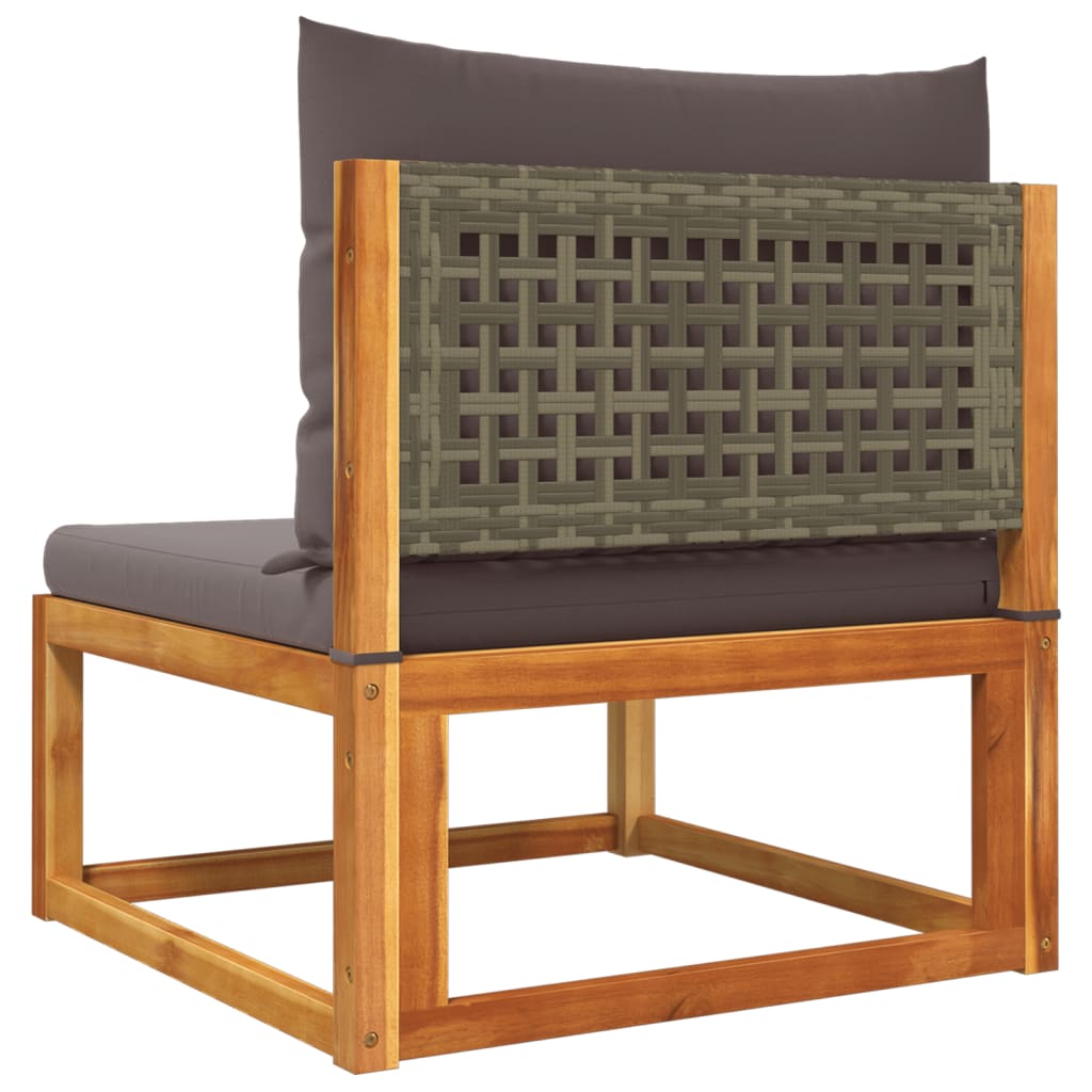 10-tlg. Gartensofa-Set mit Kissen Holz Akazie & Rattan