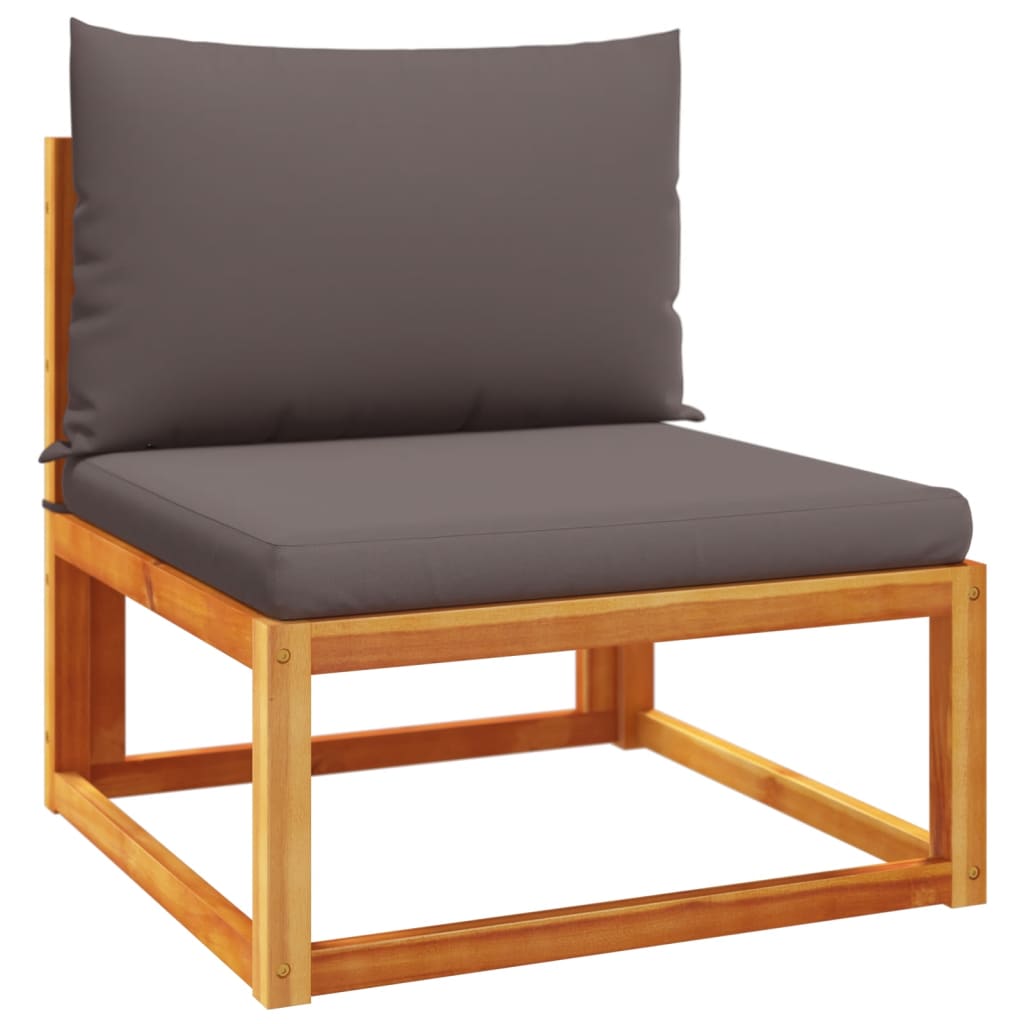 7-tlg. Gartensofa-Set mit Kissen Holz Akazie & Rattan