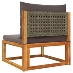 4-tlg. Gartensofa-Set mit Kissen Holz Akazie & Rattan
