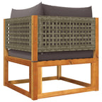 3-tlg. Gartensofa-Set mit Kissen Holz Akazie & Rattan