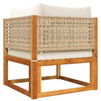 4-tlg. Gartensofa-Set mit Kissen Holz Akazie & Rattan