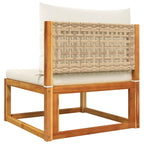 5-tlg. Gartensofa-Set mit Kissen Holz Akazie & Rattan