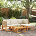 5-tlg. Gartensofa-Set mit Kissen Holz Akazie & Rattan
