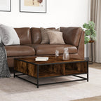 Couchtisch Räuchereiche 80x80x30 cm Holzwerkstoff und Metall