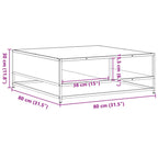 Couchtisch Braun Eichen-Optik 80x80x30 cm Holzwerkstoff Metall