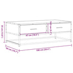 Couchtisch Braun Eichen-Optik 100x50x35 cm Holzwerkstoff Metall