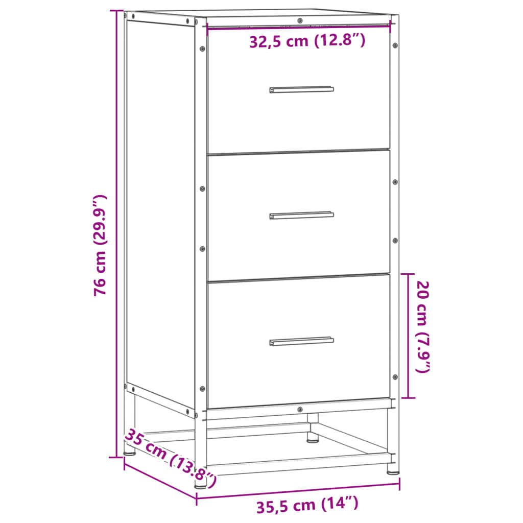 Sideboard Schwarz 35,5x35x76 cm Holzwerkstoff und Metall