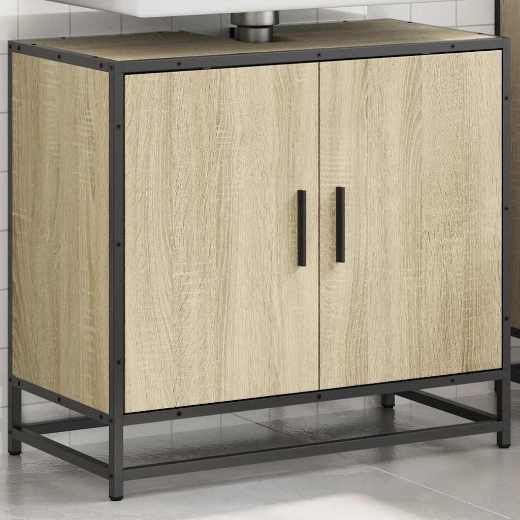 Badezimmer-Waschbeckenschrank Sonoma-Eiche 65 x 33 x 60 cm Holzwerkstoff