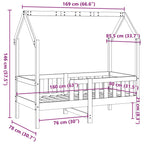 Kinderbett Hausbett Wachsbraun 80x160 cm Massivholz Kiefer