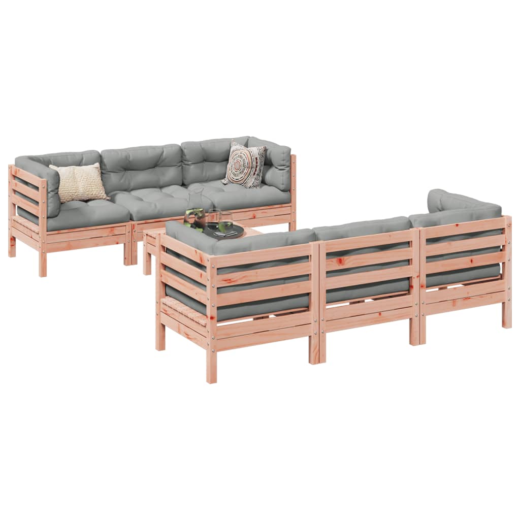 7-tlg. Garten-Sofagarnitur mit Kissen Massivholz Douglasie