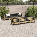 9-tlg. Garten-Sofagarnitur mit Kissen Kiefernholz Imprägniert