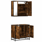 2-tlg. Badmöbel-Set Räuchereiche Holzwerkstoff