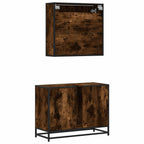 2-tlg. Badmöbel-Set Räuchereiche Holzwerkstoff