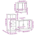 3-tlg. Badmöbel-Set Räuchereiche Holzwerkstoff