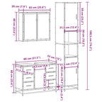 3-tlg. Badmöbel-Set Räuchereiche Holzwerkstoff