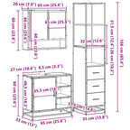 3-tlg. Badmöbel-Set Räuchereiche Holzwerkstoff