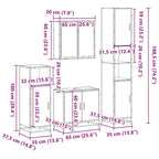 4-tlg. Badmöbel-Set Räuchereiche Holzwerkstoff
